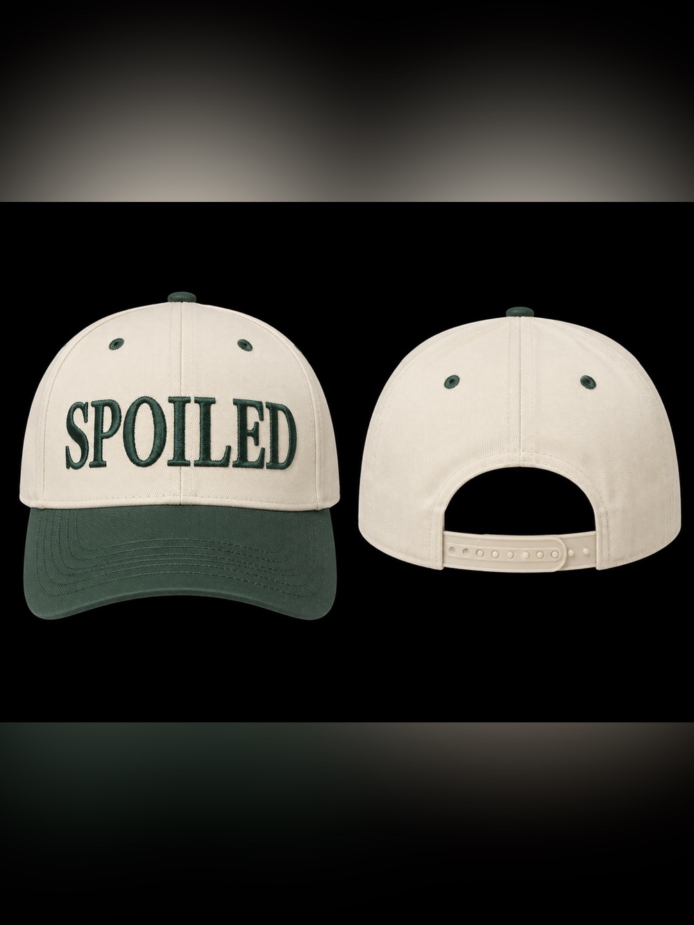 🆕 Spoiled Cream & Green Two-Tone Adjustable Baseball Hat Women’s Cap - Picture 2 of 2